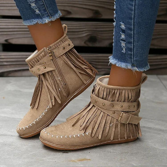 HOT SALE 49% OFF--Women's Rivet Tassel Moccasin Boots