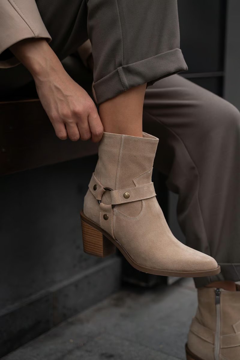 Bowen Beige Suede Genuine Leather Boots