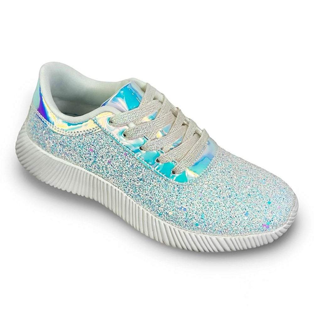 Glow White Crystal Glossy Sneakers