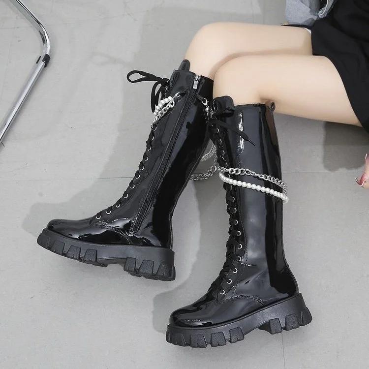 Casial Autumn Removable Decoration Combat Boots
