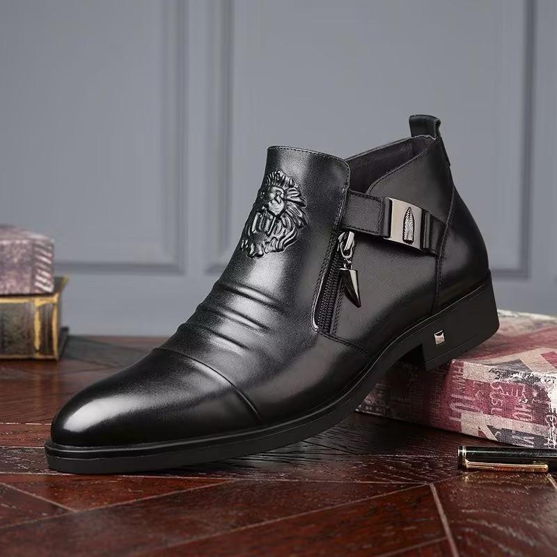 Men's Business Embossed Zipper Boots