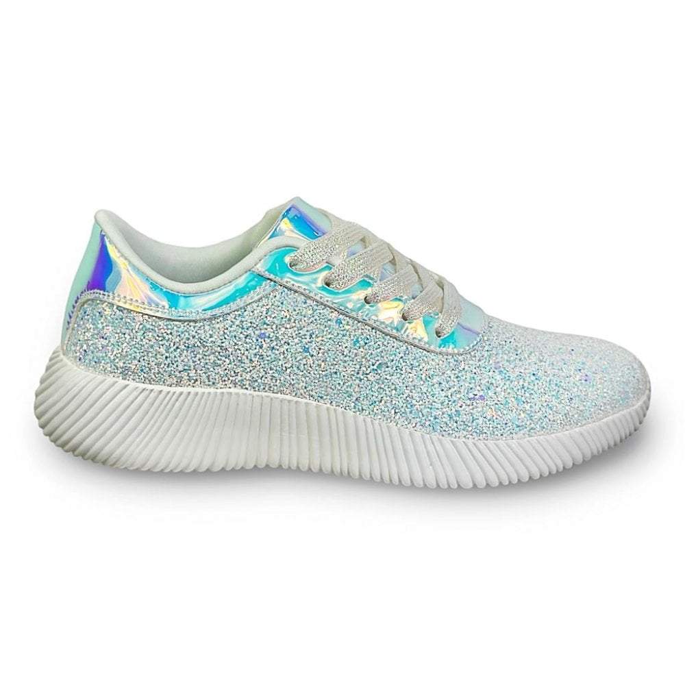 Glow White Crystal Glossy Sneakers