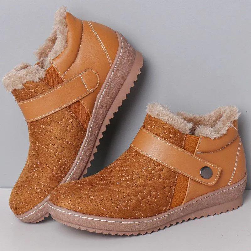 New Autumn And Winter Round Head Color-block Wool Non-slip Snow Boots