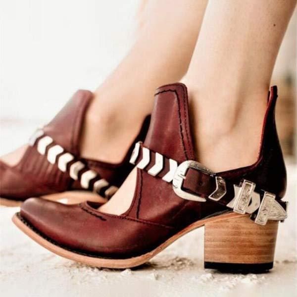 Women's Fashionable Buckle Mid-Heel Single Shoes