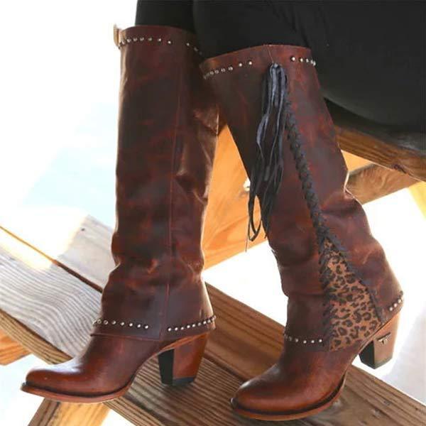 Women'S Round Toe Chunky Heel Boots