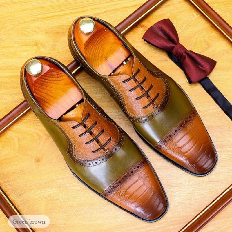 Men's Italian Leather Non-Slip Lace-Up Shoes