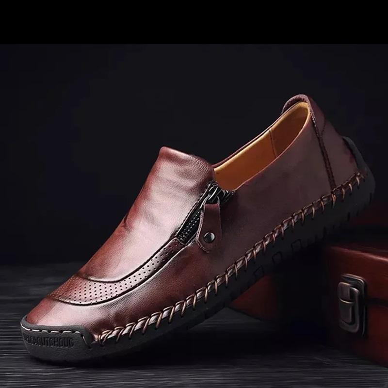 Men's Handmade Side Zip Casual Comfortable Leather Loafers