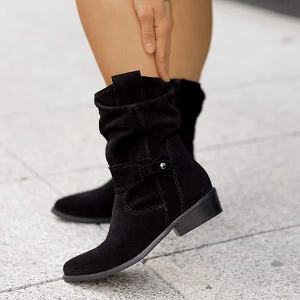 Women'S Low Heel Suede Boots