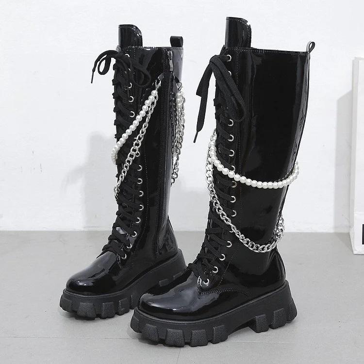 Casial Autumn Removable Decoration Combat Boots