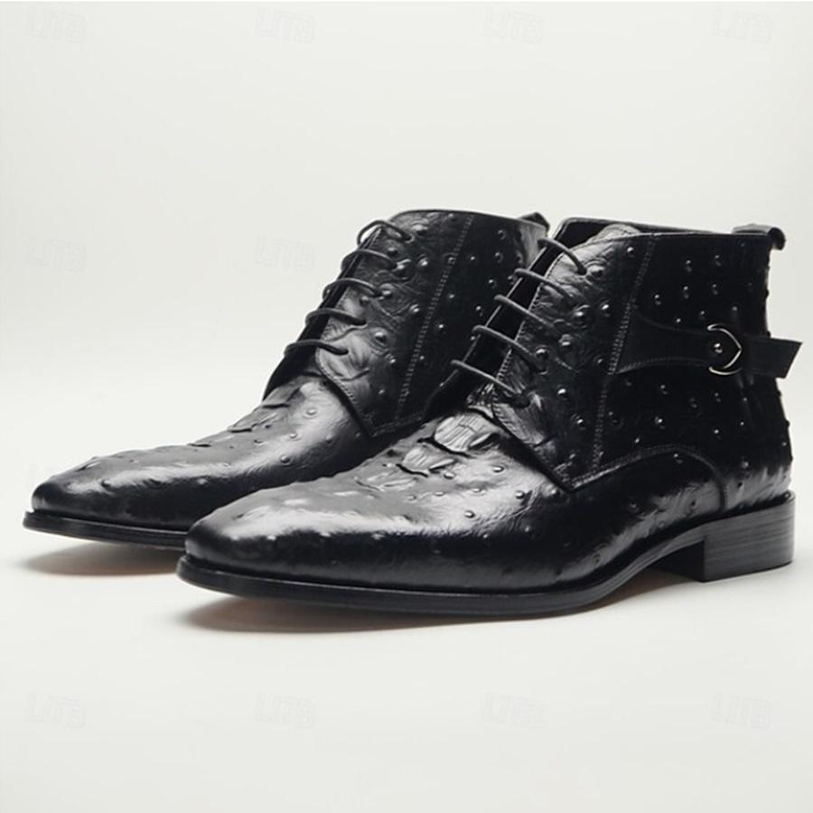 Men's Embossed Leather Ankle Boots