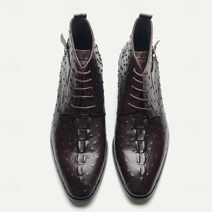 Men's Embossed Leather Ankle Boots