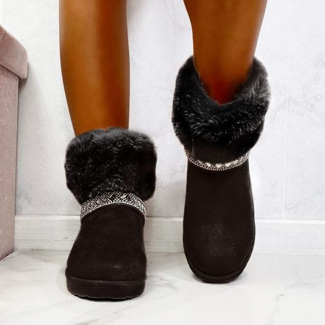 Black Crystal Deluxe Diamond Ugg Style Boots