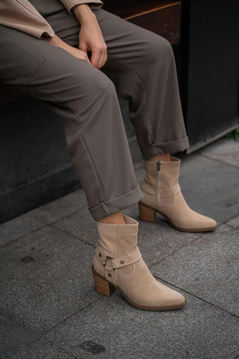 Bowen Beige Suede Genuine Leather Boots