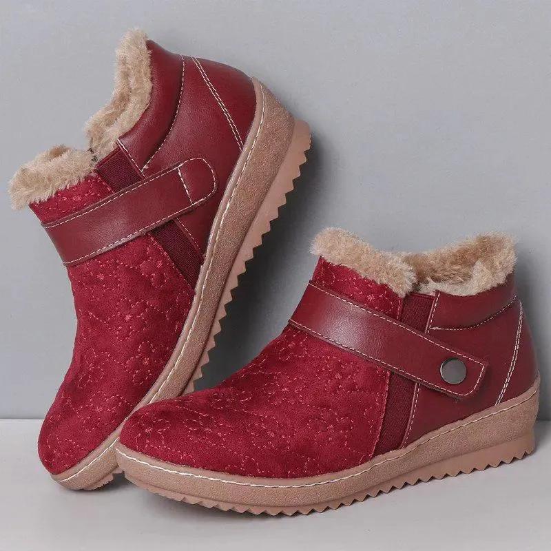 New Autumn And Winter Round Head Color-block Wool Non-slip Snow Boots