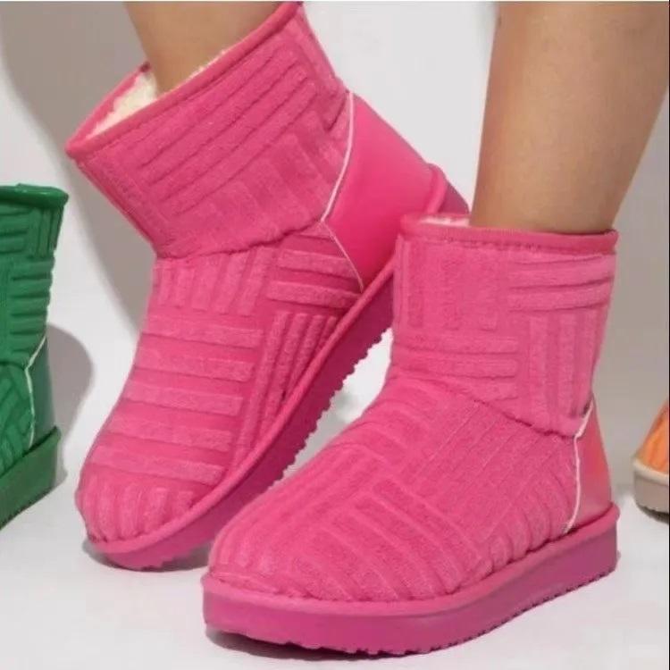 Women Fashion Plus Size Solid Color Thick-Soled Velvet Snow Boots