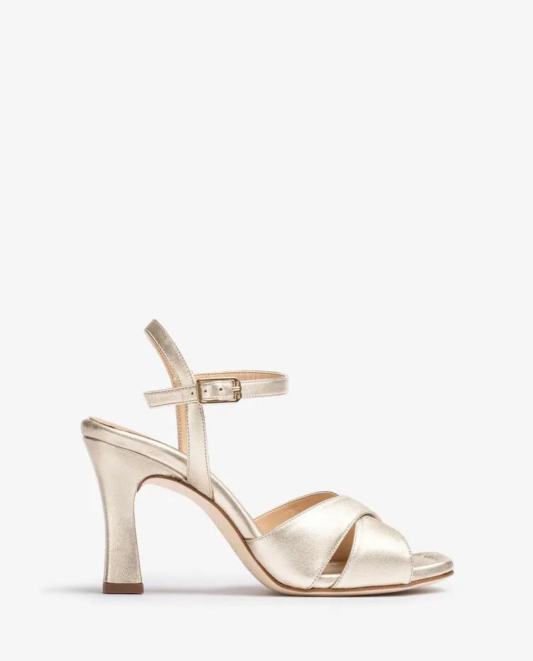 Champagne Leather Ankle-Strap Sandals