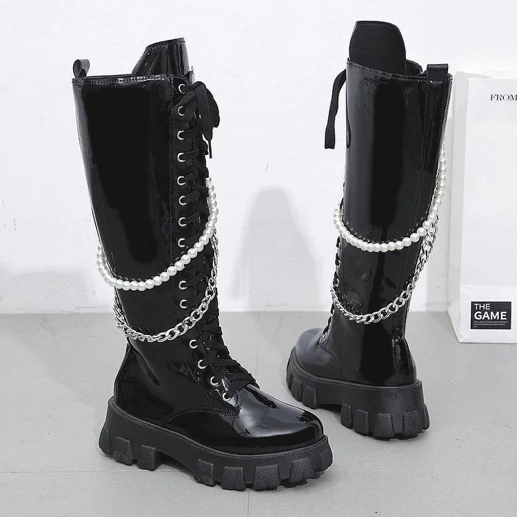 Casial Autumn Removable Decoration Combat Boots