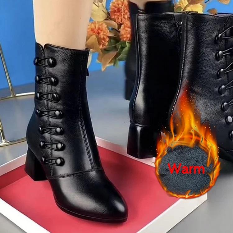 Women Warm Side Butto Leather Ankle Boots(Buy 2 Free Shipping✔️)