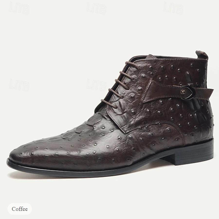 Men's Embossed Leather Ankle Boots