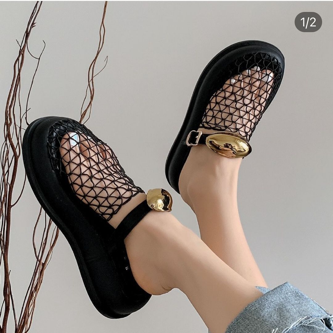 Fishnet Platform Sandals