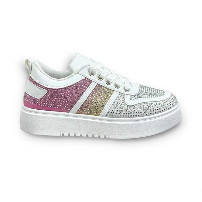 Pink Crystal Glossy Sneakers