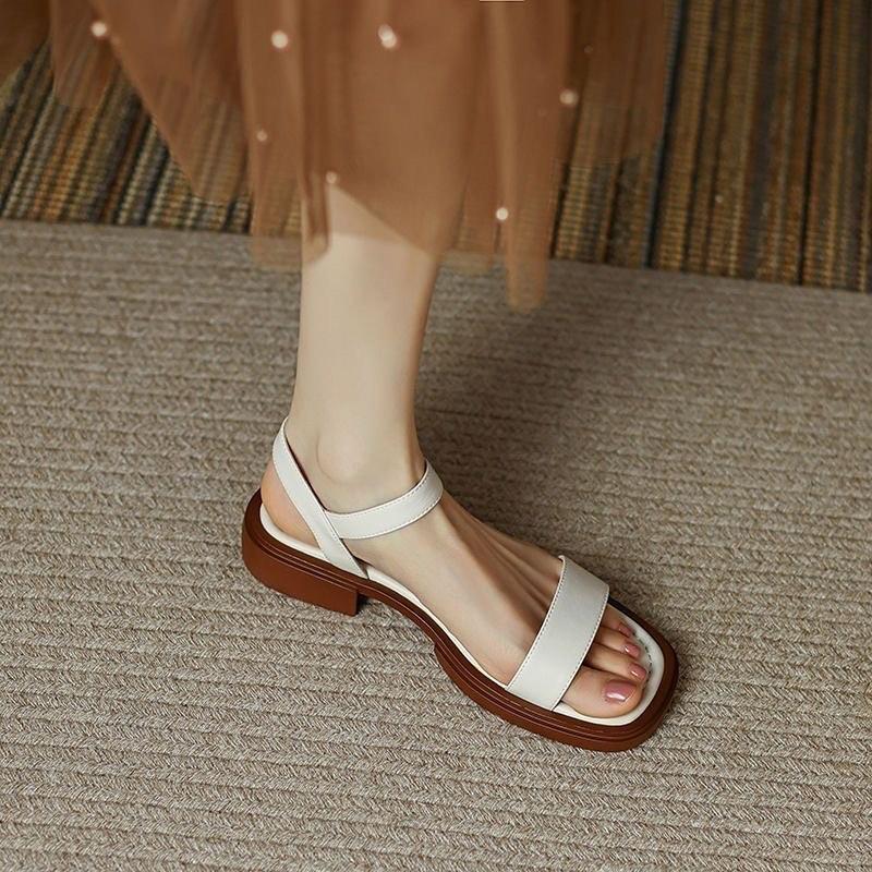 Women's Leather Low-Heel Sandals