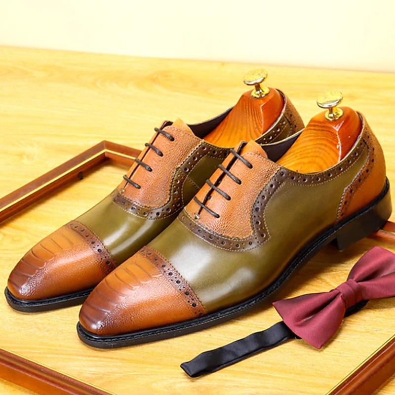 Men's Italian Leather Non-Slip Lace-Up Shoes