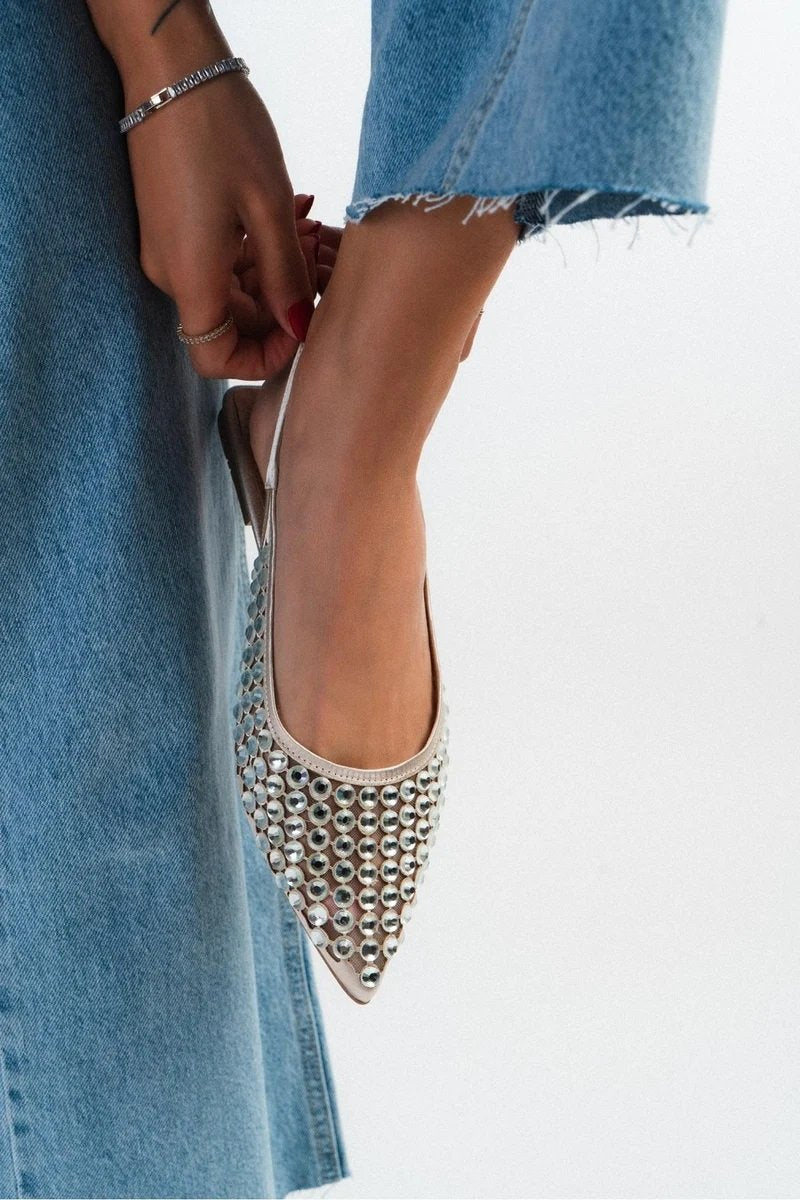 Promise Stone Detail Ankle Tie Short Heel Loafers