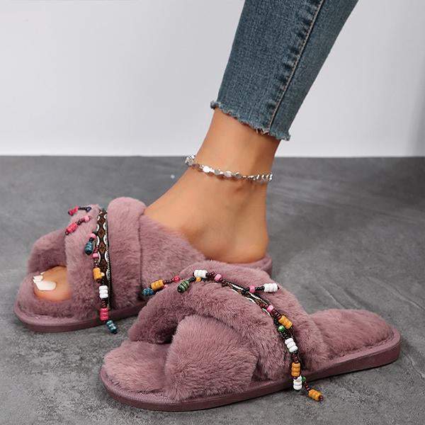 Women's Fashionable Casual Cross Ethnic Style Cotton Slippers