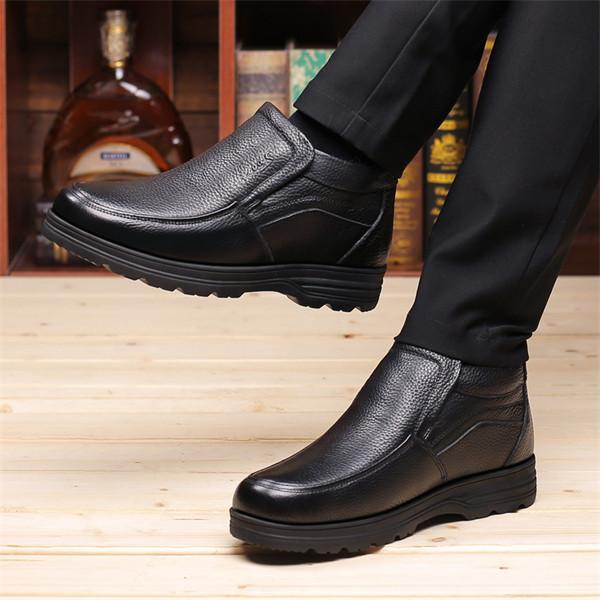 Men's Genuine Leather Comfort Shoes Fleece Lined Classic Business Loafers