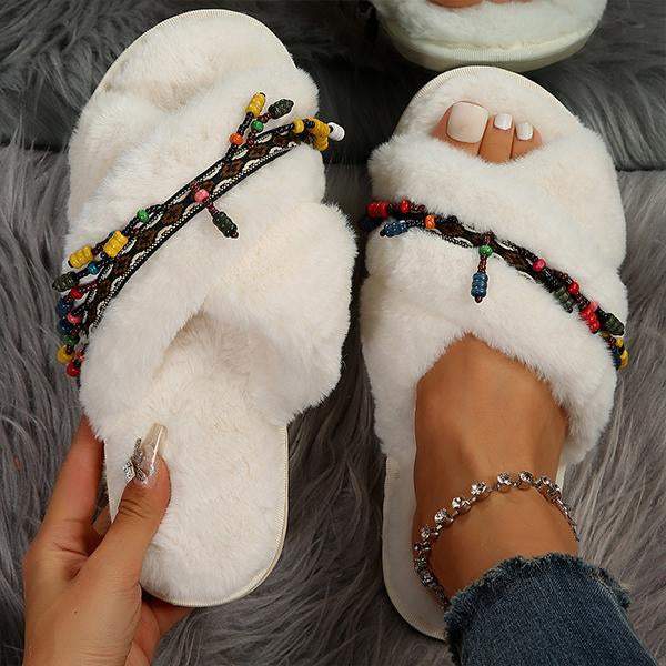 Women's Fashionable Casual Cross Ethnic Style Cotton Slippers