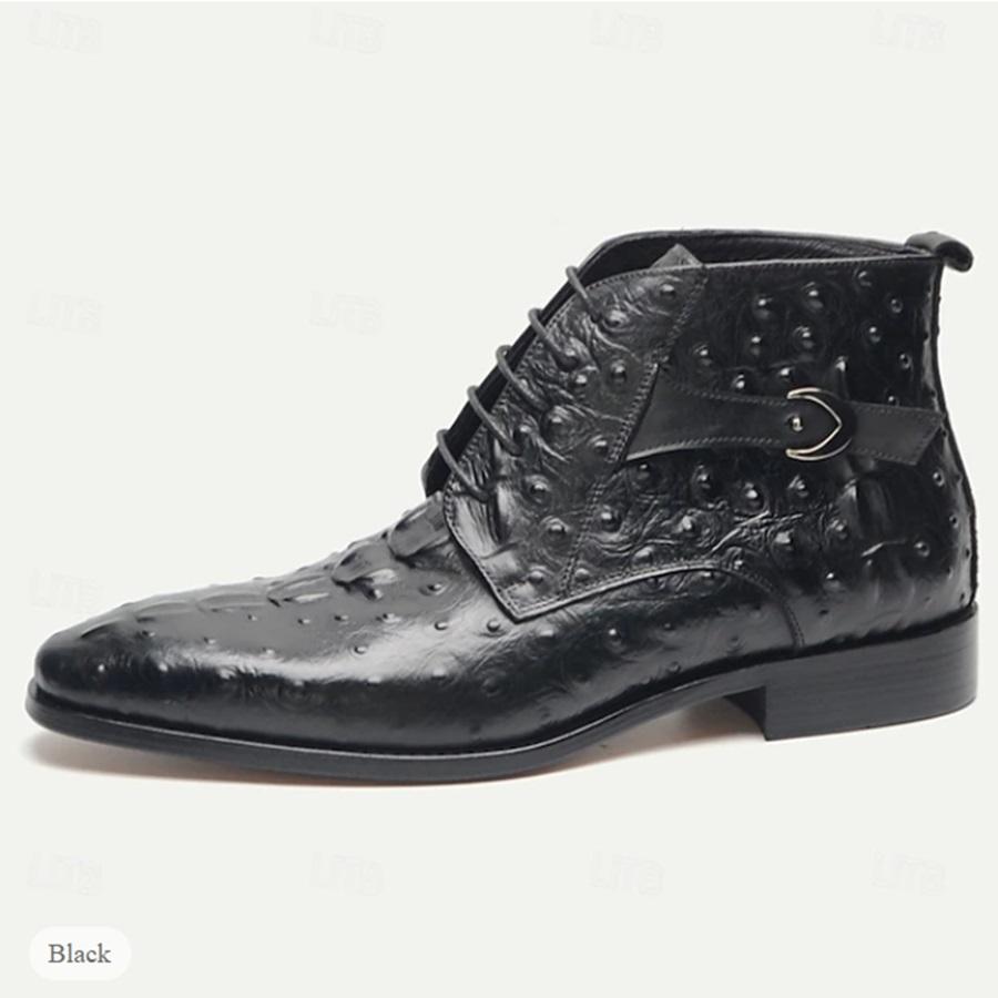 Men's Embossed Leather Ankle Boots