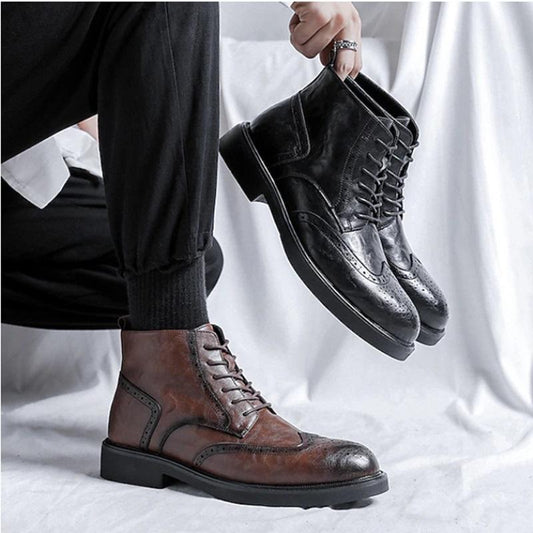 Men's Retro Leather High-rise Comfortable Wear-resistant Boots