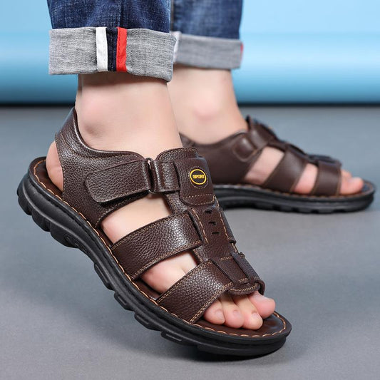 Men's Leather Anti-slip Breathable Soft-soled Sandals