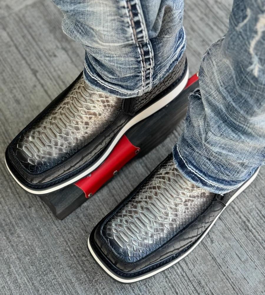 Men's Python Cow Neck Ankle Boots