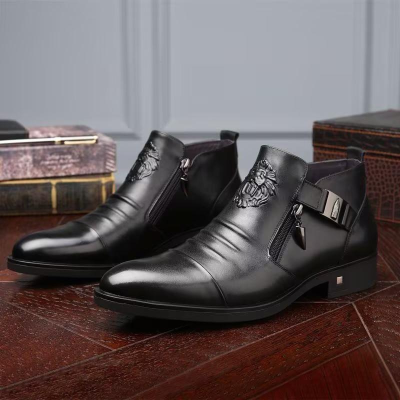 Men's Business Embossed Zipper Boots