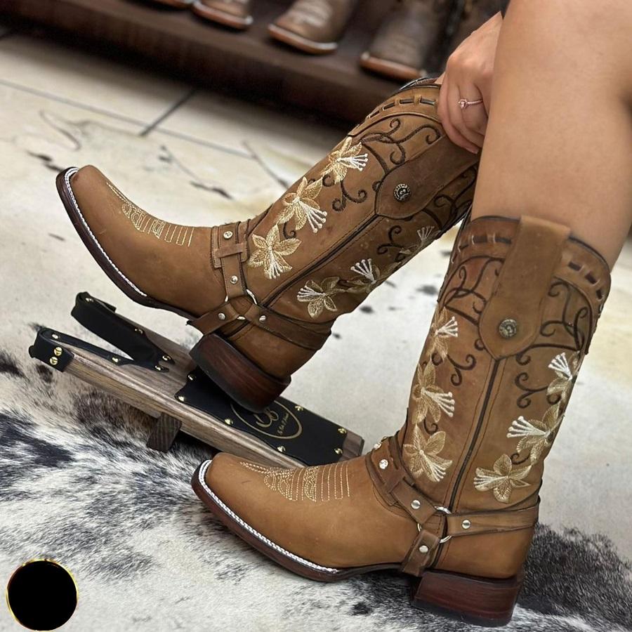 Women's Embroidered Mid-length Boots