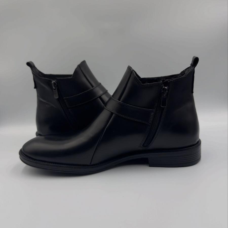 Men's Buckle Cowhide Business High-Top Leather Ankle Boots