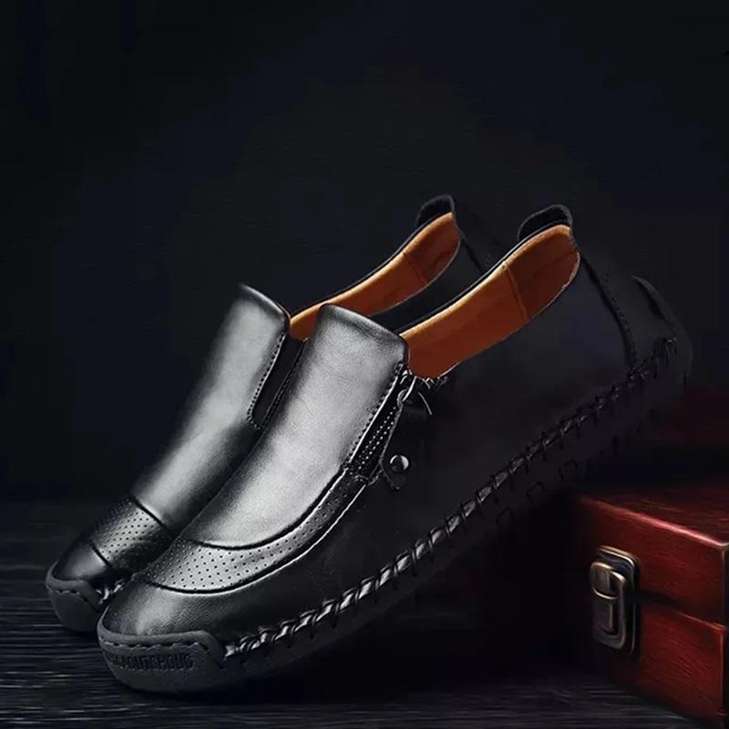 Men's Handmade Side Zip Casual Comfortable Leather Loafers