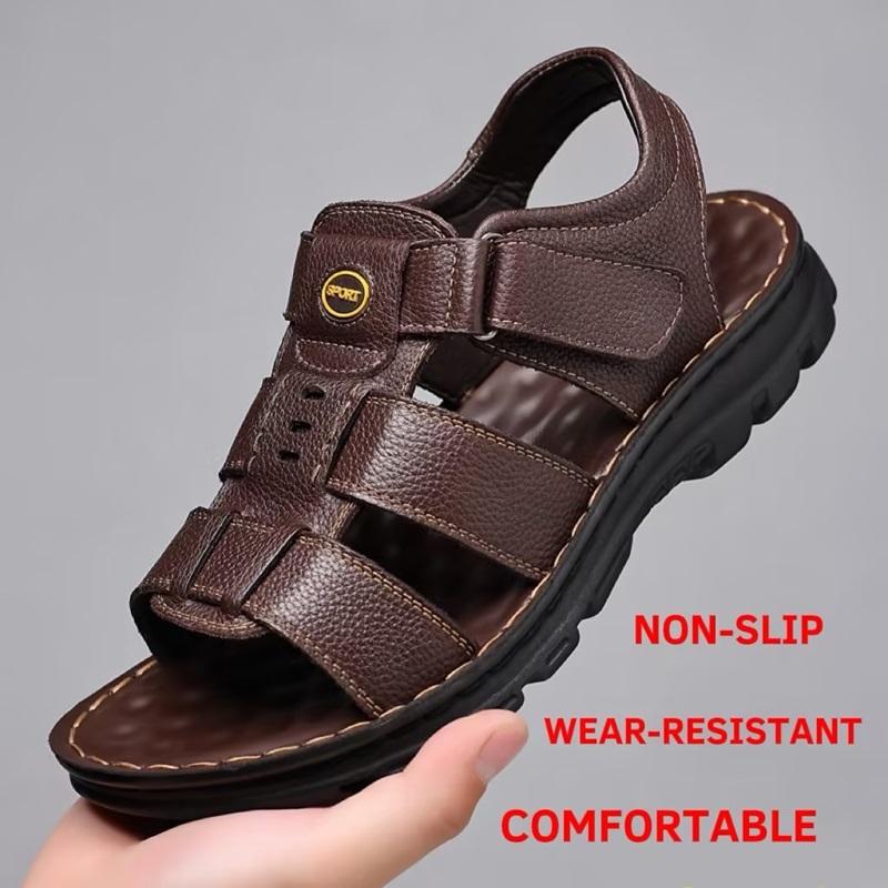 Men's Leather Anti-slip Breathable Soft-soled Sandals