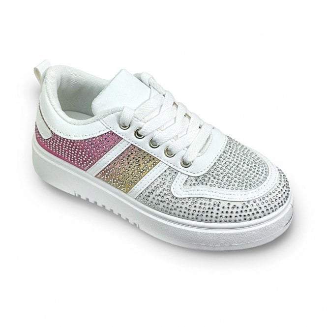 Pink Crystal Glossy Sneakers