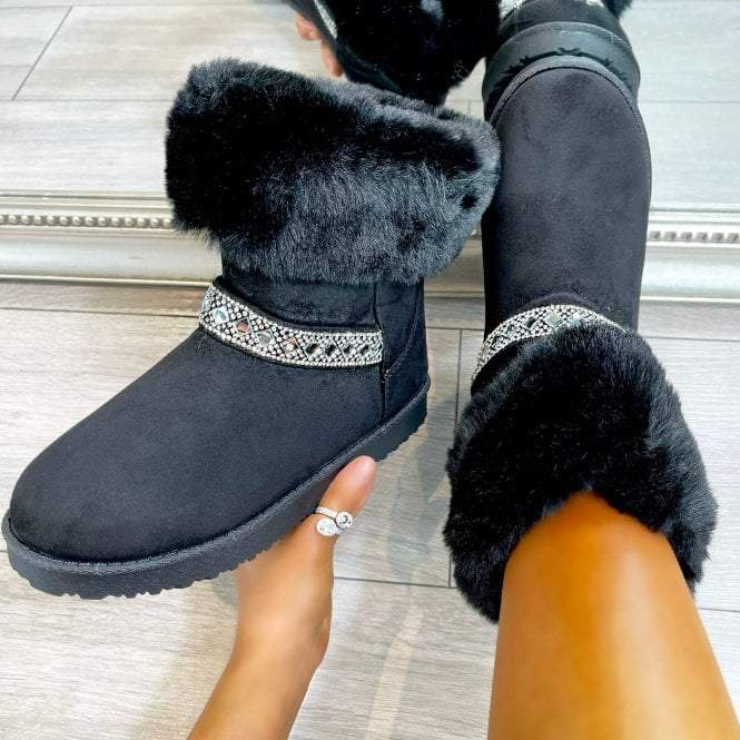 Black Crystal Deluxe Diamond Ugg Style Boots