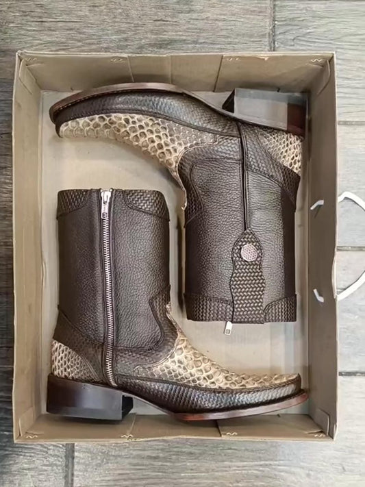 Men's Natural Albino Python Cowboy Boots