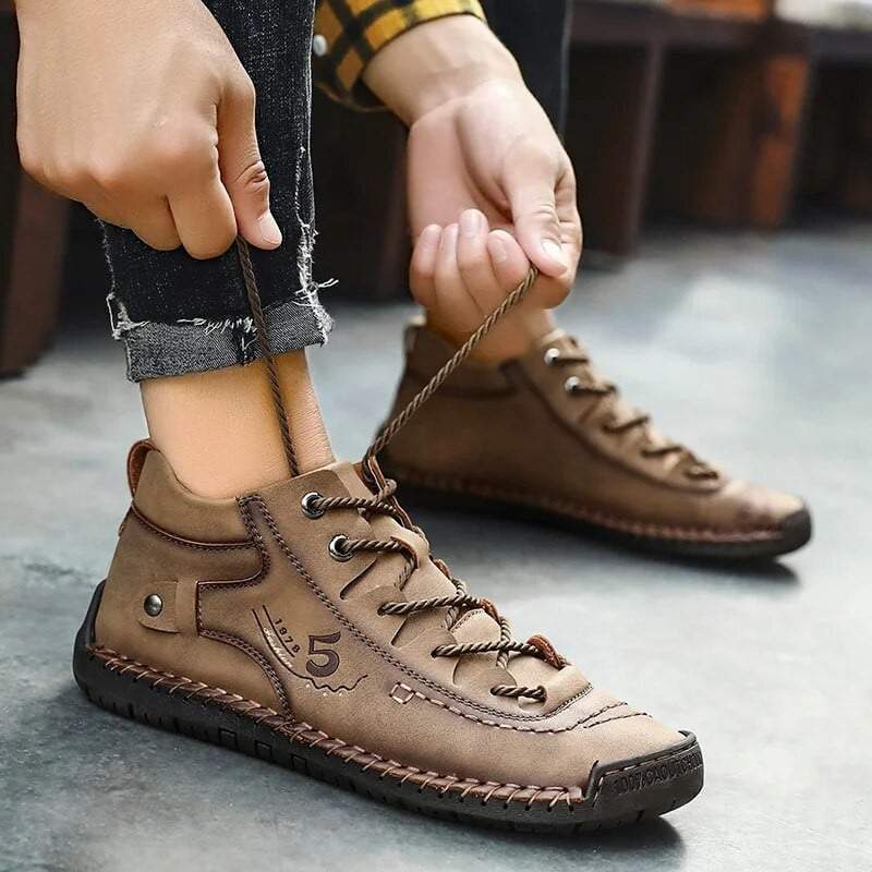 Men's Casual Leather Vintage Hand Stitching Ankle Boots