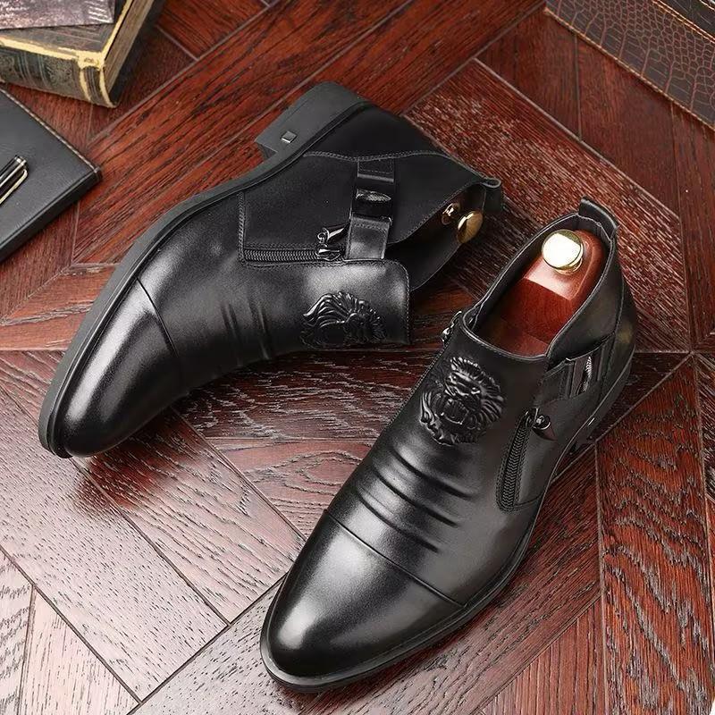 Men's Business Embossed Zipper Boots