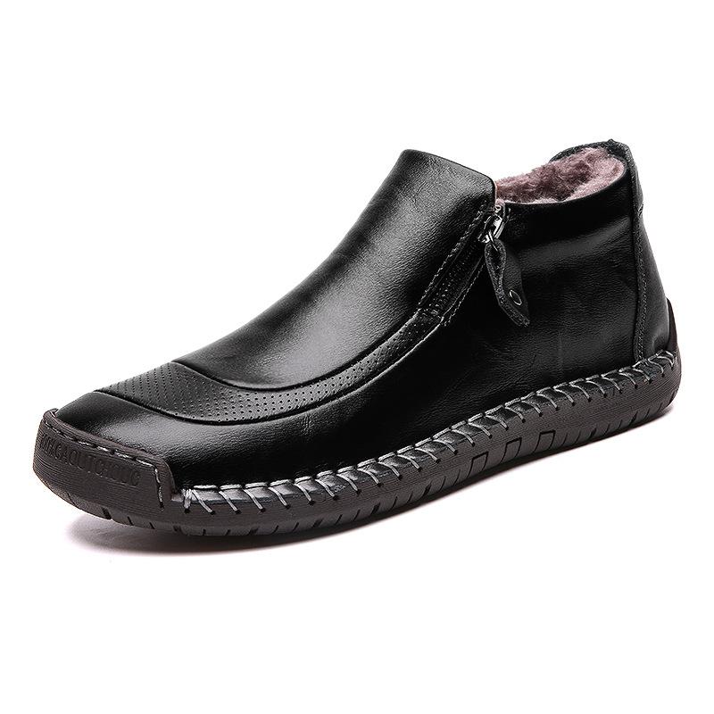 Men's Winter Handmade Leather Cotton Shoes – Melldone