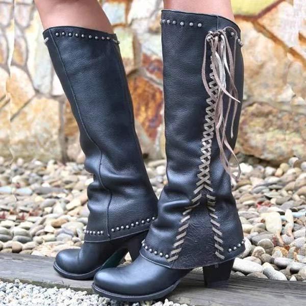 Women'S Round Toe Chunky Heel Boots