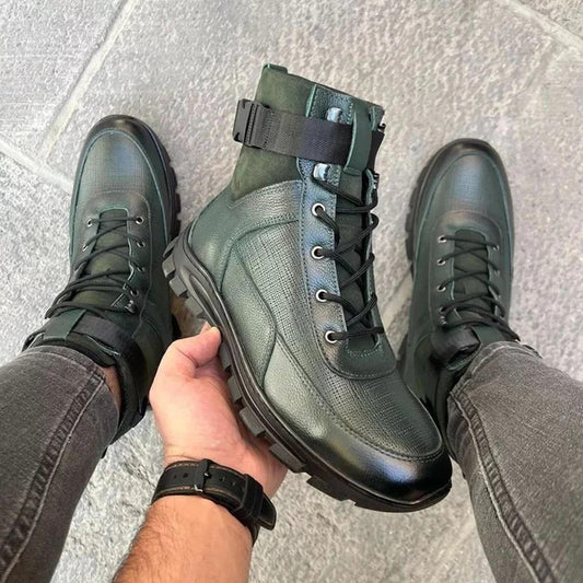 Dark Green Loop And Plush Corrected Ankle Mid Length Boots