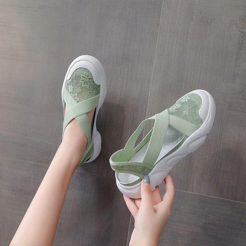 Mesh Strap Flat Sandals