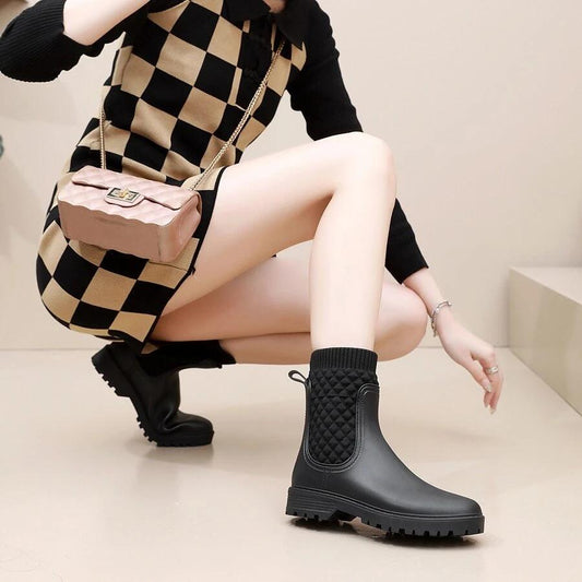 Rain Boots Women Rubber Shoes Women Adult Fashion Style Outer Wear